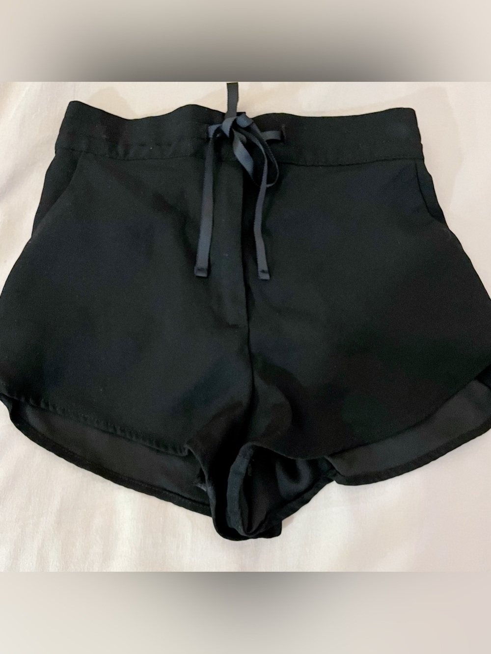 H&M High Waisted Black Shorts with Ribbon Tie Size 4